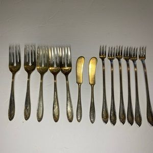 BRIDAL WREATH Oneida Community Par Plate Lot Forks Knives